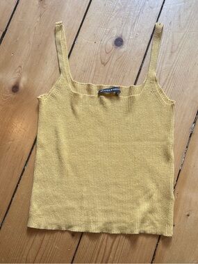 Brandy Melville Ribbed Square Neck Tank - Mustard Yellow